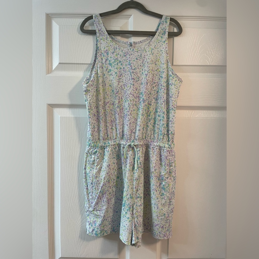 Athleta Girls Pastel Floral Drawstring Romper - Lavender, Mint, Yellow
